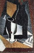 Juan Gris Bottle Cup and newspaper painting